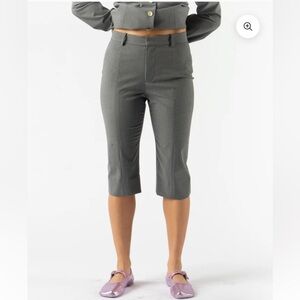 Sandy Liang Melvin Capri Length Trouser Pant in Grey NWT Wool Blend